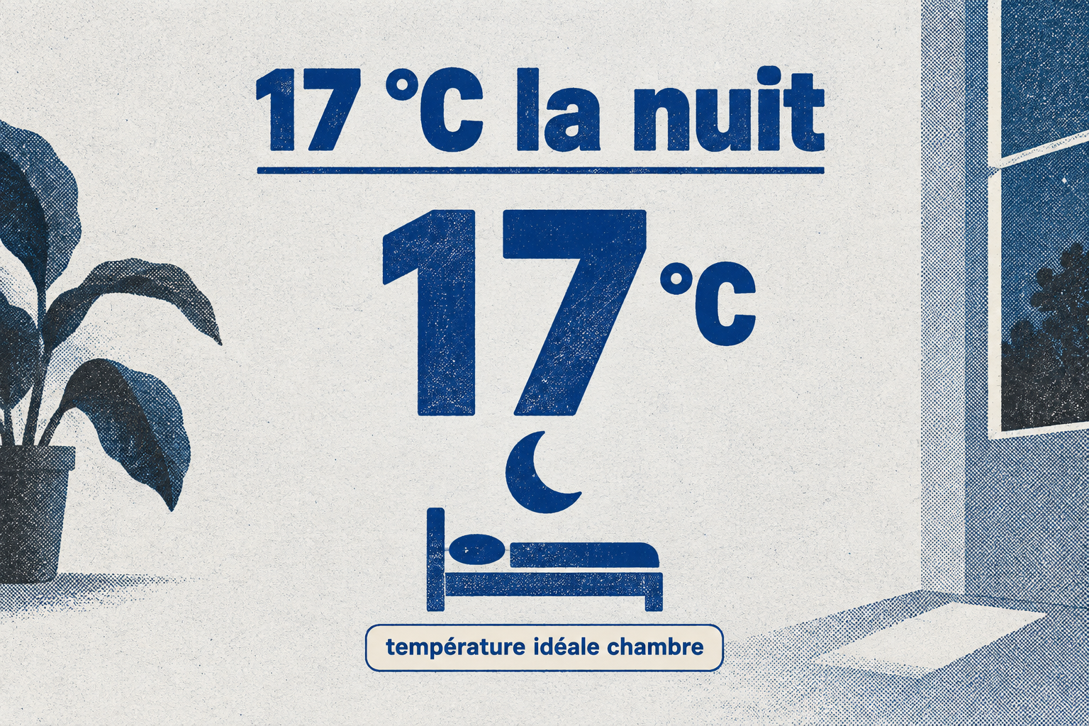 La température recommandée dans une chambre la nuit est de 17 °C selon l'ADEME.