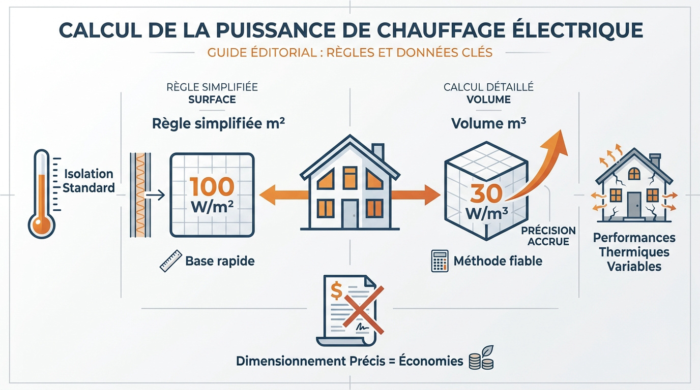 Schéma de calcul de puissance pour radiateur électrique
