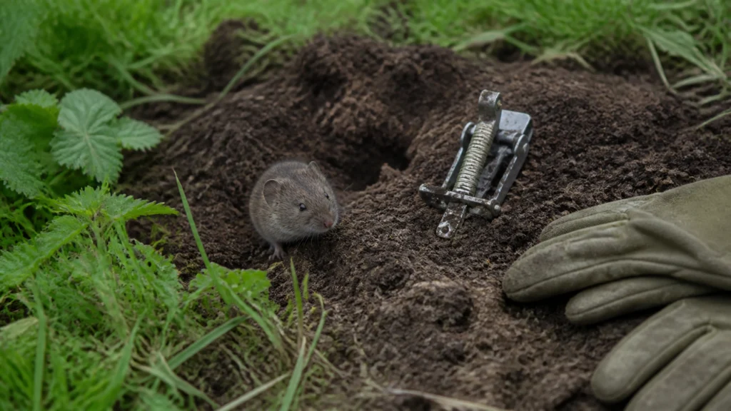 Illustration éditoriale pour l’article « Comment se débarrasser des rats taupiers dans votre jardin »
